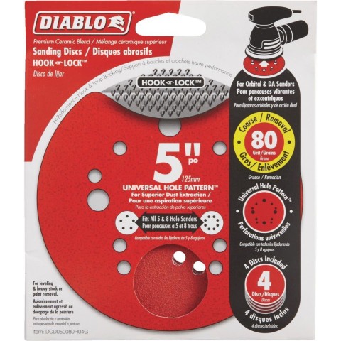 Diablo 5 in. 80-Grit Universal Hole Random Orbital Sanding Disc with Hook and Lock Backing (50-Pack) ** CALL STORE FOR AVAILABILITY AND TO PLACE ORDER ** Diablo 5 in. 80-Grit Universal Hole Random Orbital Sanding Disc with Hook and Lock Backing (50-Pack) ** CALL STORE FOR AVAILABILITY AND TO PLACE ORDER **
