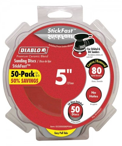 Diablo 5 in. 80-Grit Random Orbital Sanding Disc with StickFast Backing and Easy Pull Tabs (50-Pack)  ** CALL STORE FOR AVAILABILITY AND TO PLACE ORDER **