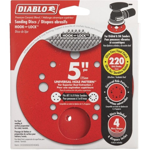 Diablo 5 in. 220-Grit Universal Hole Random Orbital Sanding Disc with Hook and Lock Backing (15-Pack) ** CALL STORE FOR AVAILABILITY AND TO PLACE ORDER ** Diablo 5 in. 220-Grit Universal Hole Random Orbital Sanding Disc with Hook and Lock Backing (15-Pack) ** CALL STORE FOR AVAILABILITY AND TO PLACE ORDER **