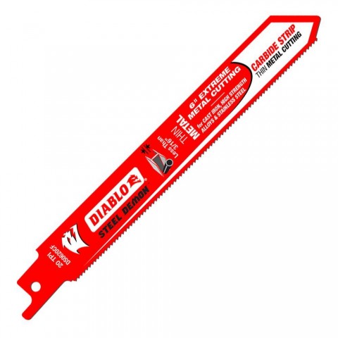 Diablo 6 in. x 20Teeth per in. Steel Demon Carbide Strip Metal Cutting Reciprocating Blade ** CALL STORE FOR AVAILABILITY AND TO PLACE ORDER ** Diablo 6 in. x 20Teeth per in. Steel Demon Carbide Strip Metal Cutting Reciprocating Blade ** CALL STORE FOR AVAILABILITY AND TO PLACE ORDER **